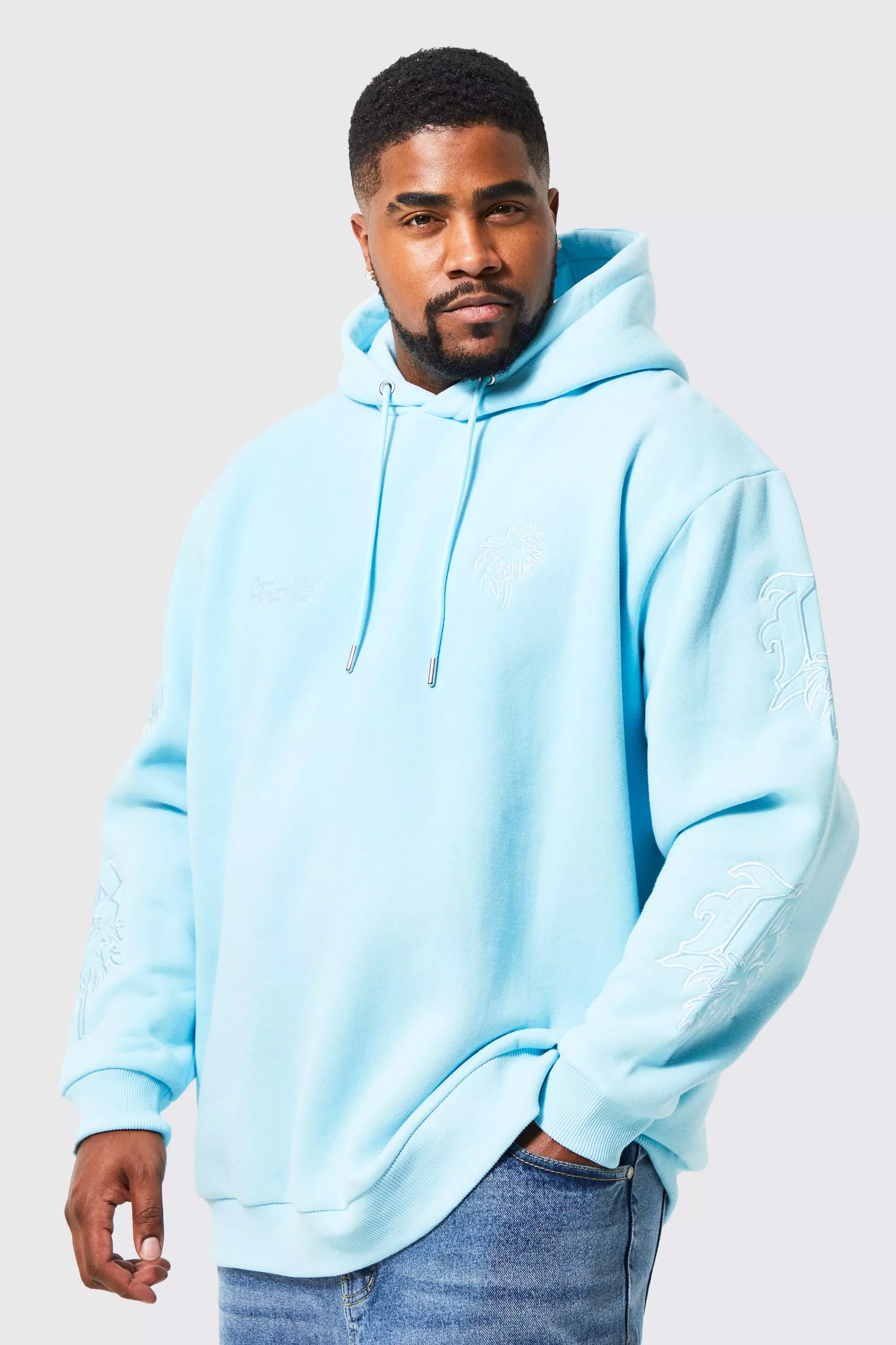 Light blue best sale embroidered hoodie